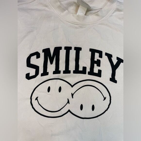 H&M Smiley Graphic Crewneck Swweatshirt Women Large - Picture 2 of 5